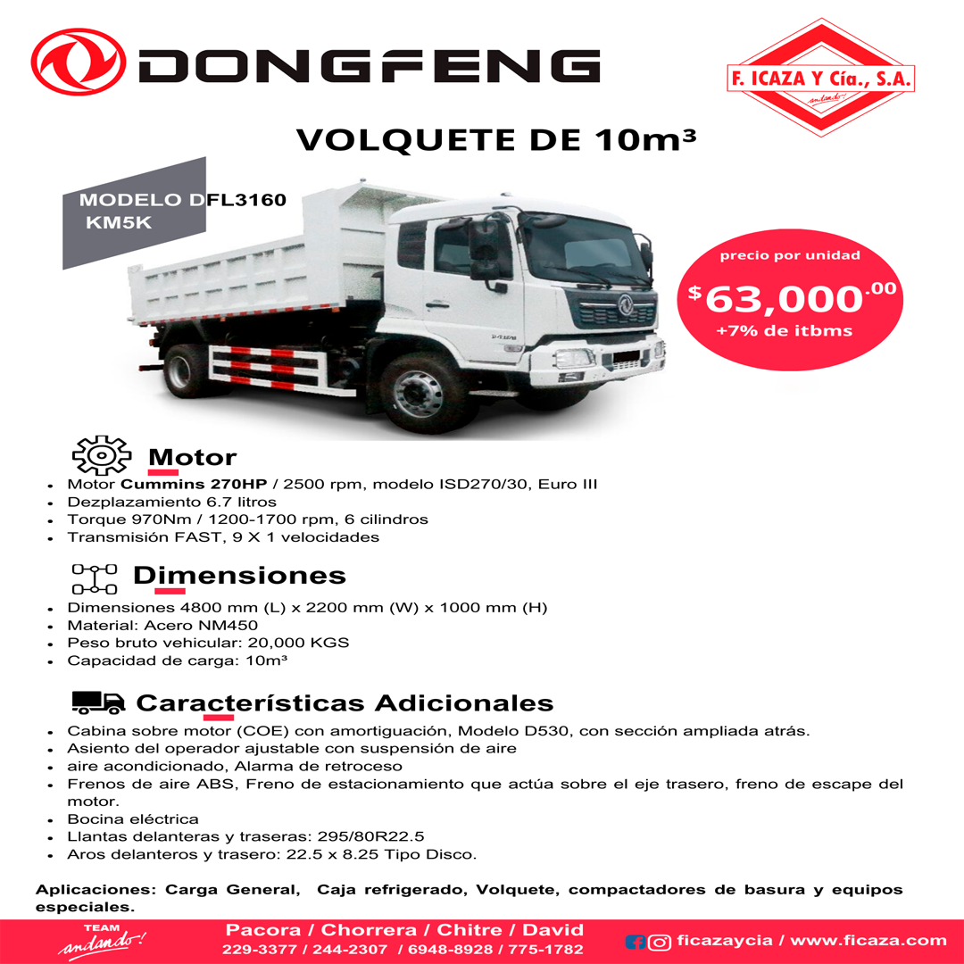 CAMION DONGFENG MODELO DFL3160 KM5K