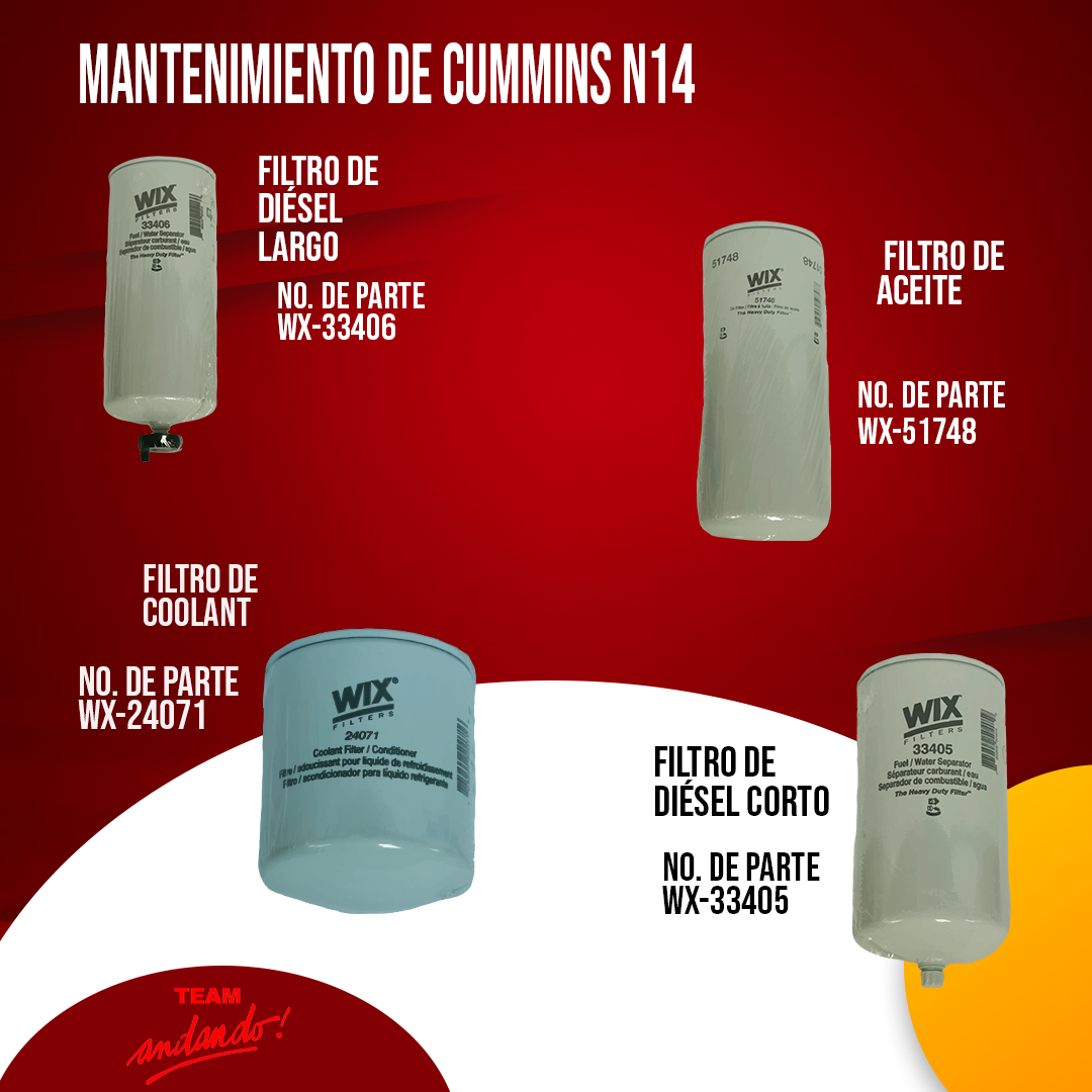 Filtro para motor Cummins modelo N14.